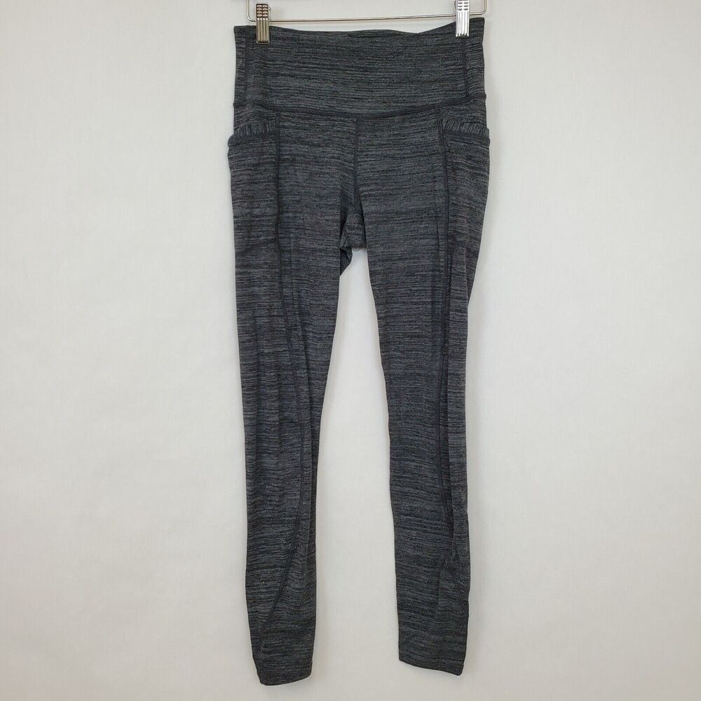Athleta Leggings Womens Small Salutation Stash Heathered‎ Gray Pockets Yoga Gym